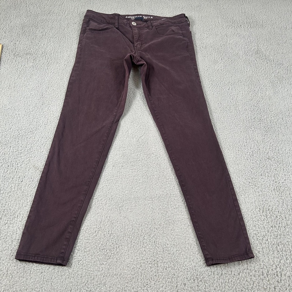 American Eagle Jegging Pants Womens 12 Purple Super Stretch Mid Rise Skinny